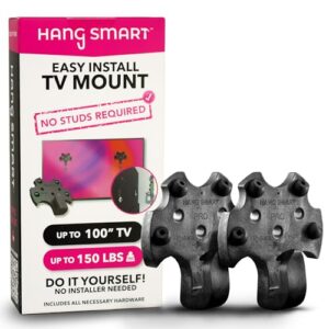HangSmart TV® Wall Mount NO Stud – Original & Patented Easy Install, DIY for 19-100″ TVs, Holds Up to 150LBS, Fits Most LED LCD Flat Screens & Monitors, Includes Hardware