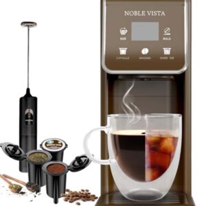 Hot And Iced Coffee Maker, Milk Frother, K Cup Single Serve Coffee Maker, Ground Coffee, Iced Tea, 6-14 OZ Brew, 52 OZ Water Tank