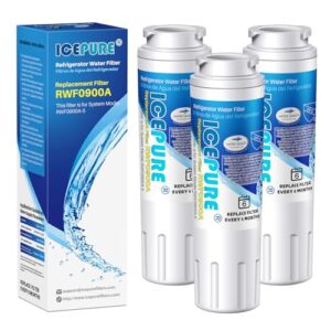 ICEPURE UKF8001 Compatible with Whirlpool EDR4RXD1, 4396395, Maytag UKF8001, UKF8001AXX, EveryDrop Refrigerator Water Filter 4, RFC0900A, UKF8001AXX-200, UKF8001P, 469006, PUR, Puriclean II, Pack of 3