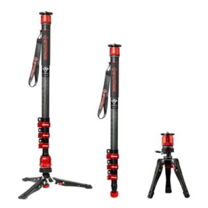 IFOOTAGE Cobra 3 Monopod Camera Stand with Pedal C180F-P, 71″ Monopod for Camera Carbon Fiber, Compatible with Sony Canon Nikon DSLR Camera, Payload 17.64Lbs/ 8KG