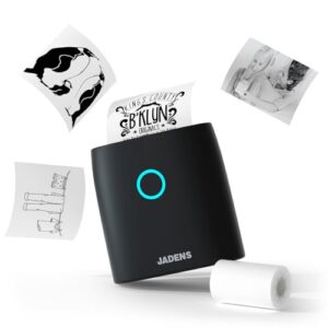 JADENS Sticker Printer, Mini Printer for iPhone, Bluetooth Thermal Sticker Maker Machine, Pocket Inkless Phone Printer for Children’s Gift, Study Notes, Learning Assistance, Journal(Black)