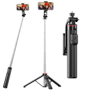 KAZTORY 51″ Phone Tripod & Selfie Stick, Smartphone Stand All-in-1 with Integrated Wireless Remote,Portable,Lightweight,Extendable for iPhone/Android/All Cellphones