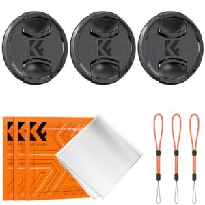 K&F Concept 77mm Lens Cap, 9-in-1 Center Pinch Lens Cover + Anti-Loss Keeper Leash + Microfiber Cleaning Cloth Kits Compatible with Nikon, Canon, Sony, Fujifilm Camera Lenses