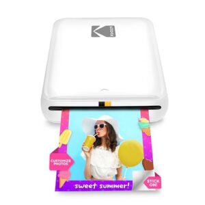 KODAK Step Instant Smartphone Photo Printer – Portable Mini Color Wireless Mobile Printer – Zink 2×3” Sticky-Back Photos – Bluetooth Compatible with iOS & Android Devices – Fun Editing App – White