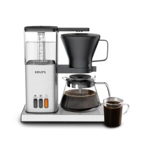 KRUPS Essential Brewer 8 Cup Drip Coffee Maker Machine SCA-Certified, Blooming Technology, Barista-Quality, Pour-Over Coffee Machine, Easy to Clean Dishwasher Safe,Stainless Steel Design, Silver