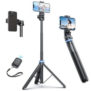 Kaiess 62″ Phone Tripod & Selfie Stick, Extendable Photography Light Stand with Wireless Remote, Solidest, Portable, Lightweight, Compatible with iPhone/Android Phone