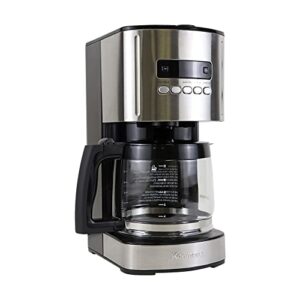 Kenmore Drip Coffee Maker – 12 Cup Programmable Cafe Machine With Glass Pot, Regular & Bold Brew, Auto Shut Off Large Water Reservoir, Reusable Filter, Kitchen Appliances For Cafeteria Barista, Black