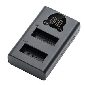 Kimaru LP-E12 Battery Charger, Double Slot LP-E12 Charger for Canon LC-E12 LC-E12E Charger, EOS M, M2, M10, M50, M50 Mark II, M100, M200, Rebel SL1, PowerShot SX70 HS Cameras.