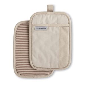 KitchenAid Beacon Two-Tone Non-Slip Pot Holder Set, Milkshake/Beige, 7″x10″, 2 Piece
