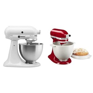 KitchenAid Classic Series Stand Mixer 4.5 Q and Bread Bowl with Baking Lid, White