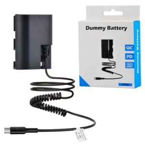 LP-E6 Dummy Battery Power with Cable for Canon EOS 5D Mark I, III, IV, 5DS, 5DS R, 6D, 60Da, 6D Mark Il, EOS 7D, 7D Mark Il, 70D, R, Ra, R5, R56, 80D, 90D, XC10, XC15