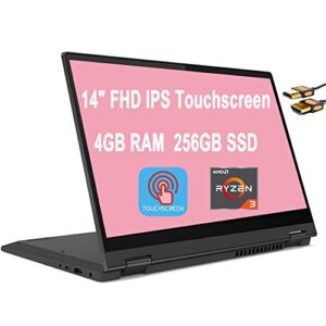 Lenovo Flex 5 2 in 1 Laptop Computer 14″ FHD IPS Touchscreen AMD Quad-Core Ryzen 3 4300U (Beats i5-10210U) 4GB DDR4 256GB SSD Dolby Audio Webcam Win 10 + HDMI Cable
