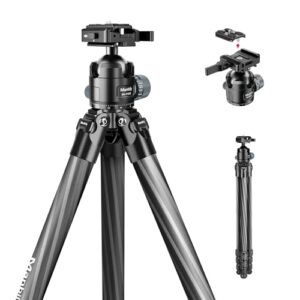 Manbily Carbon Fiber Hunting Tripod with 44mm Ball Head and Arca Swiss & Picatinny Adapters, 62.2″ Heavy Duty Stable Tripod for Shooting, Hunting and Outdoors (WZ-324PA03)