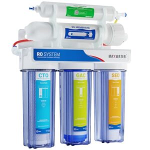 Max Water 5 Stage 100 GPD (Gallon Per Day) RO (Reverse Osmosis) Standard Water Filtration System for Heavy Duty – Under-Sink/Wall Mount – Model: RO-5C2