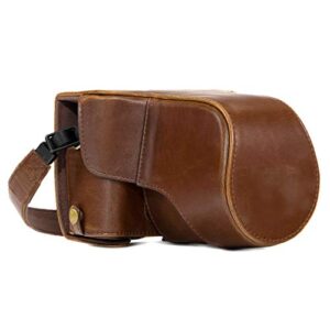 MegaGear MG982 Ever Ready Leather Camera Case and Strap for Fujifilm X-T30, X-T20, X-T10 (16-50mm / 18-55mm Lenses) – Dark Brown