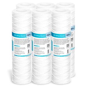 Membrane Solutions 20 Micron 10″x2.5″ String Wound Whole House Water Filter Replacement Cartridge Universal Sediment Filters for Well Water – 6 Pack