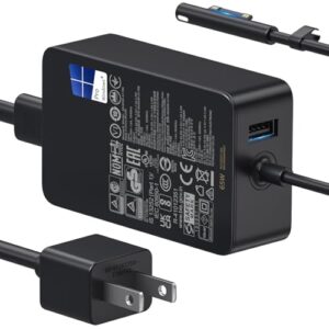 Microsoft Surface Charger 65W for Surface Pro 11,10,9,8,7,7+6,5,4,3,X, Windows Surface Laptop 7,6,5,4,3,2,1,Studio i5, Surface Go 1,2,3,4, Tablet, Surface Book 3,2,1, Support 44W, 36W,LED, 10FT