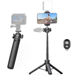 Mini Tripod, Lightweight Phone Tripod with Remote, Portable Selfie Stick for iPhone with Cold Shoe & Phone Holder, Extendable Cell Phone Stand Compatible with iPhone/Android/GoPro/Insta360