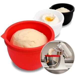 MixAid Silicone Liners Compatible with 5 Quart KitchenAid Mixers – KitchenAid Mixer Attachments, Kitchen Aid Mixer Accessories, Replacement Mixer Bowls No Longer Needed – 3 Liners and 3 Lids Included