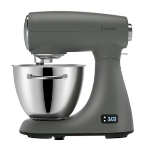Mixers Kitchen Electric Stand Mixer 5.5QT 600W, Aluminum die casting and Gears, Dual Cooling System, Low Noise, DC Motor, LED Display and Timing Function, Tilt-head Metal Food Mixer, Grey