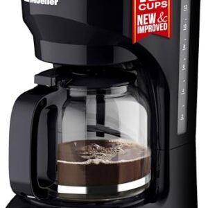 Mueller 12-Cup Drip Coffee Maker – Borosilicate Carafe, Auto-Off, Reusable Filter, Anti-Drip, Keep-Warm Function, Clear Water Level Window Coffee Machine, Kitchen Essentials & Accessories