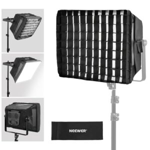 NEEWER Upgraded Softbox Diffuser for PL60C RGB LED Video Light Panel, 15.4″x12.6″/39x32cm Foldable with Grid/Bag/Blackout Hood, No Need to Remove Barndoors Quick Set Up for Portrait Soft Light, NS6S