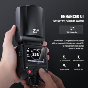 NEEWER Z2-N 2.4G TTL Round Head Flash Speedlite Compatible with Nikon Cameras, 76Ws 1/8000s HSS with Diffuser, 2 Modeling Lamps, Upgraded UI, TTL/M Toggle Key, 3000mAh Battery, 600 Full Power Flash