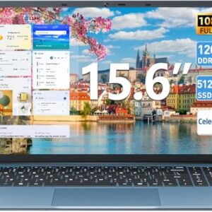 Naclud Laptops, 15.6 Inch Laptop Computer, 12GB DDR4 512GB SSD with Celeron N5095A Processor, FHD 1920×1080 Win 11 Notebook, 52WH Battery, 180° Viewing, Type-C, HDMI, USB 3.2, 5G WiFi, BT5.0(Gray)