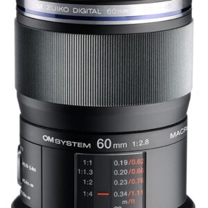 OM SYSTEM Olympus M.Zuiko Digital ED 60mm F2.8 Macro for Micro Four Thirds System Camera, Weather Sealed Design, Focus Limit Switch Bright