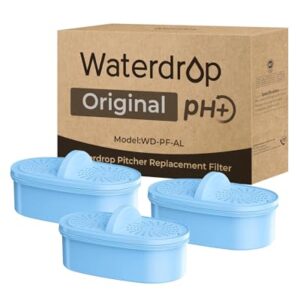 [Original] Waterdrop Alkaline Water Filter Replacement for All Waterdrop Pitcher and Dispenser Filtration System, Increase PH, Improved Coffee Taste, Last Up to 2 Months or 100 Gallons (Pack of 3)
