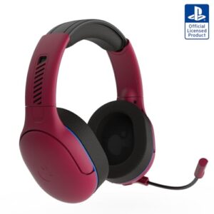 PDP AIRLITE Pro Wireless Stereo Gaming Headset, Officially Licensed by Sony PlayStation 5, PS5/PS4/PS3/PC, Lightweight Durable 40 Foot Connection, Noise-canceling Flip-to-Mute Mic, Cosmic Red