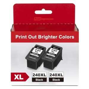 PG-240 XL Black Ink Cartridge Replacement for Canon 240XL Black Ink Cartridge, Works with Canon PIXMA MG3620, MG2120, MG3120, MG4120, MG2220, MG3220, MG4220, MG3520, MX472, TS5120 (2 Black)