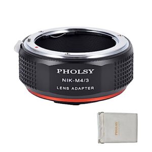 PHOLSY Lens Mount Adapter F to MFT Compatible with Nikon F (AI) Lens to Micro Four Thirds (M4/3 Micro 4/3) Camera Body Compatible with Olympus Panasonic Lumix Cameras, F to M4/3