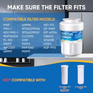 PUREPLUS Replacement for MWF® Refrigerator Water Filters, SmartWater® MWFP, MWFA, GWF, HDX FMG-1, Kenmore® 9991, WFC1201, RWF1060, 197D6321P006, 4 Pack
