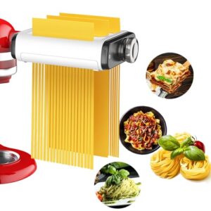 Pasta Maker Attachment for All Kitchenaid Mixers, Noodle Maker Kitchen Aid Mixer Accessories 3 In 1 Including Dough Roller Spaghetti Fettuccine Cutter – Homemade Fresh Pasta Easily!