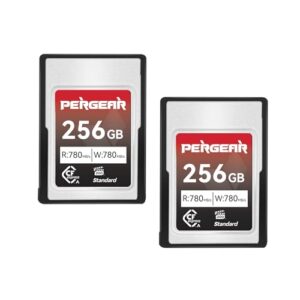 Pergear 256GB CFexpress Type A Memory Card, （2-Pack）, Version 2, Up to 780MB/s Read Speed & 780MB/s Write Speed for 4K 120P,8K 30P Recording Video/Photo, Compatible for Sony Alpha & FX Cameras