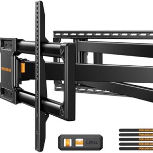 Perlegear Long Arm Full Motion TV Wall Mount for 42–90 Inch TVs up to 150 lbs, 40″ Long Extension, Pre-Assembled Corner TV Mount with Full Swivel, Tilt, Fits 8″/12″/16″/24″ Studs, Max VESA 800x400mm