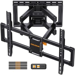 Perlegear UL Listed Full Motion TV Wall Mount for 42-85 inch TVs up to 132 lbs, TV Mount with Dual Articulating Arms, Tool-Free Tilt, Swivel, Extension, Leveling, Max VESA 600x400mm, 16″ Studs, PGLF8