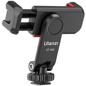 Phone Tripod Mount Holder for iPhone – ULANZI ST-06S Camera Hot 2 Cold Shoe Phone Mount Compatible for iPhone Android Sony Canon DJI Ronin S/SC Zhiyun Gimbals