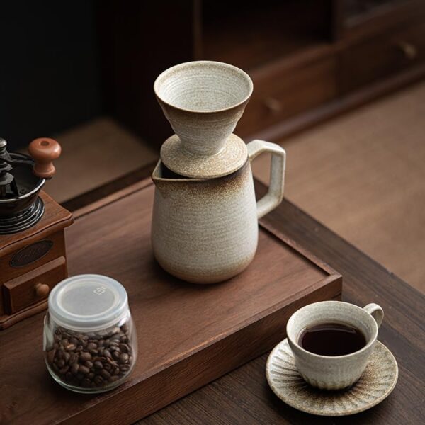 Pour Over Coffee Maker,Ceramic Coffee Maker With 100 pcs V60 Paper Filter，16oz/480ml Pour Over Coffee Dripper (Retro gold) - Image 6