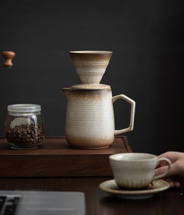 Pour Over Coffee Maker,Ceramic Coffee Maker With 100 pcs V60 Paper Filter，16oz/480ml Pour Over Coffee Dripper (Retro gold) - Image 8