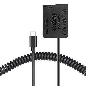 Raeisusp Type-c Spring Cable DMW-DCC8 DC Coupler DMW-BLC12 Dummy Battery Kit Compatible with Cameras Panasonic Lumix DMC-G5 G6 G7 G80 G81 G85 GX8 FZ300 FZ2000 FZ2500 DC-G90 G91 G95 G99