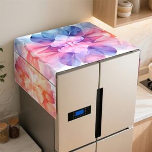 Refrigerator Top Cover with Storage Pockets,Non-Slip Dust-Proof Universal Cover for Washing Machine & Fridge Top,Durable Fabric 21.6″x51″