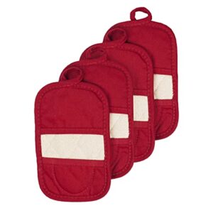 Ritz Premium Pot Holders & Heating Pads (4-Pack), 8.5″ x 5.5″, Heat Resistant, 100% Cotton Terry-Looped Pocket, for Kitchen and Barbeque, Paprika Red
