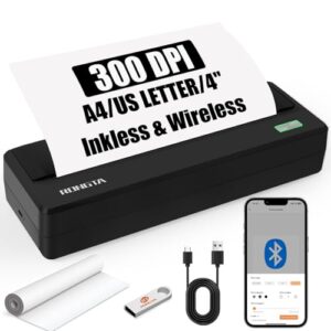 Rongta Inkless Portable Printer for Travel, Wireless Thermal Printer Support 8.5 x 11 inch A4/ US Letter, Bluetooth Compatible with Android/iOS Smartphone for Home Use (Dark Grey)