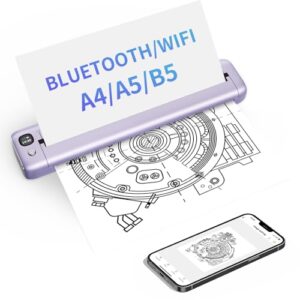 Rongta Portable Printers Wireless for Travel, WiFi & Bluetooth Mobile Printer, Thermal Inkless Printer for School/Office/Home Use, Compatible with Android,iOS & Laptop (Purple)