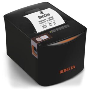 Rongta Thermal Receipt Printer, 80mm High-Speed POS Printer with Auto Cutter, 250mm/s, Ideal for Kitchen & Small Business, Compatible with Windows, Linux, MacOS