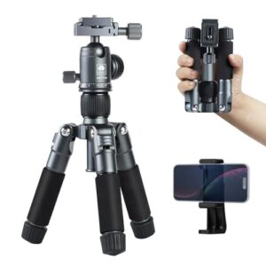 SIRUI Compact Mini Desktop Tripod, 20″ Aluminum Portable Small Tabletop Tripod Stand with 360° Ball Head for DSLR, Camera, Phone, Loaded up to 17.64lbs, Phone Holder Included, AM-TT50