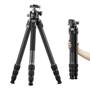 SIRUI Professional Carbon Fiber Tripod with Oversized 43mm Low-Profile Ball Head, Max 50.4″ Height, 20kg (44lbs) Load – Ultra-Stable for DSLR, Mirrorless & Video(AM-284S+G1)