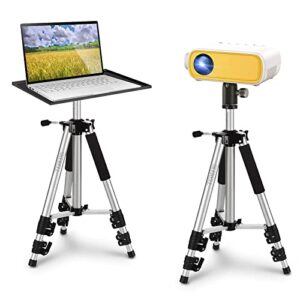 SKERELL Projector Stand Tripod Adjustable: Universal Laptop Standing Height from 17″ to 48″ with Tray Ball Head Carry Bag for Computer Camera